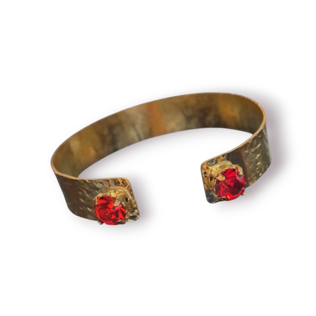 Hammered Gold Cuff with CZ