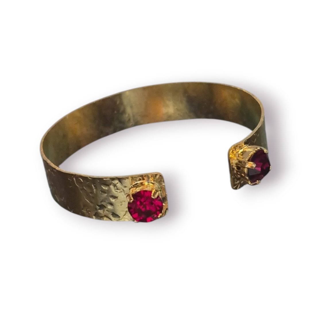 Hammered Gold Cuff with CZ