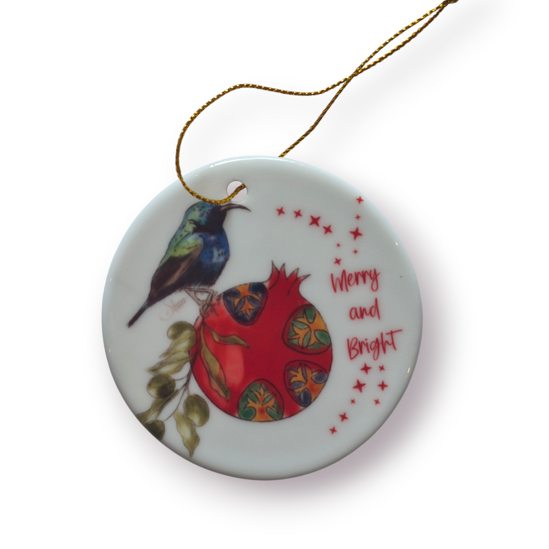 Ceramic Ornament: Merry and Bright