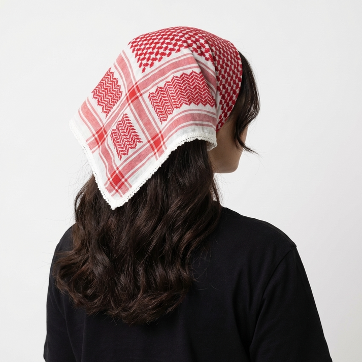 Keffiyeh Triangle Bandana - Red and White