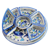 Blue Fish Hand Painted Ceramic Tapas Chip & Dip Server