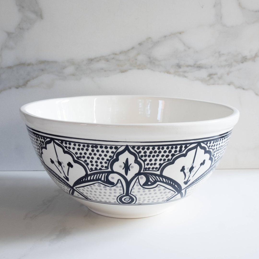 12" Hand Painted Haqima Large Deep Bowl