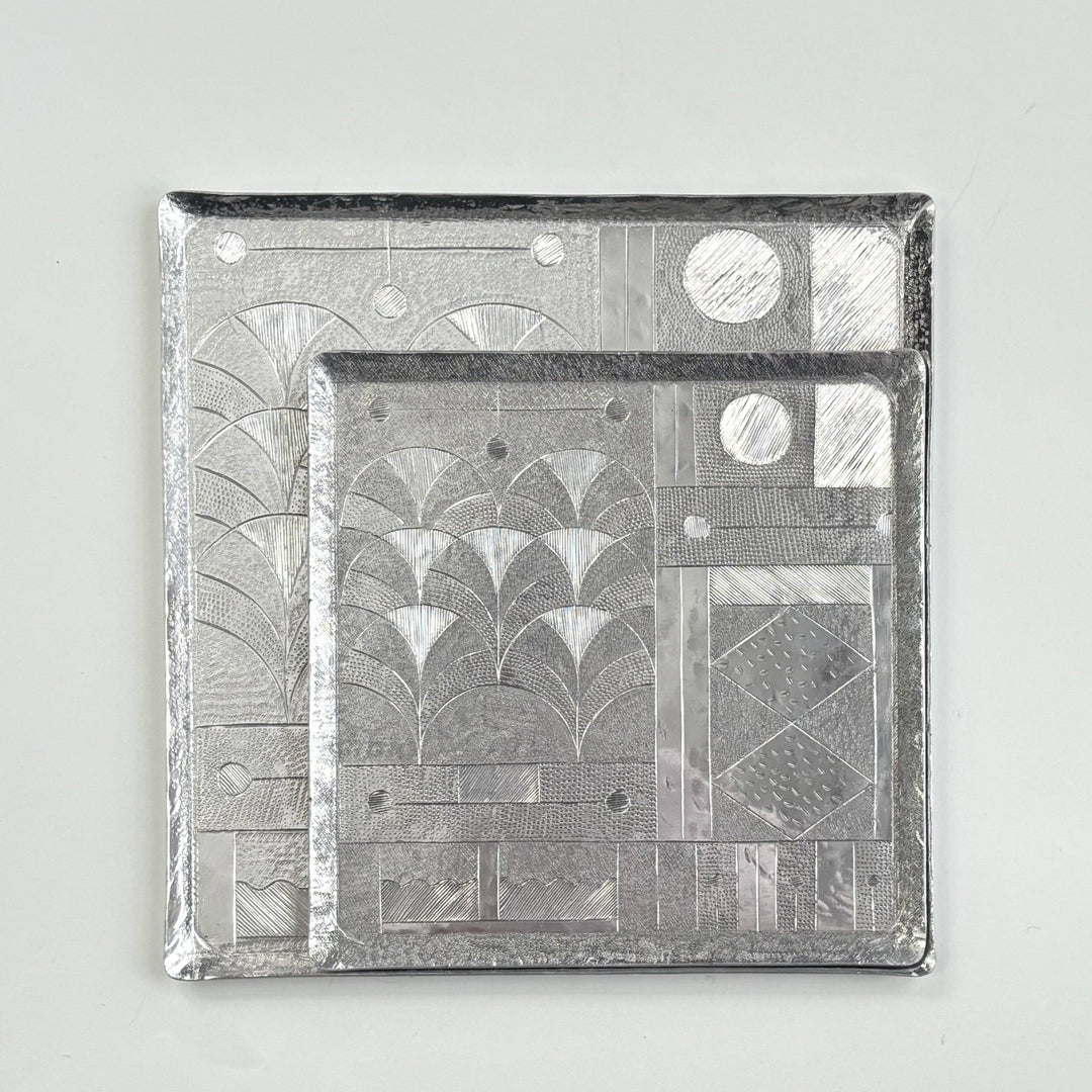 Metal Serving Tray - Square Art Deco