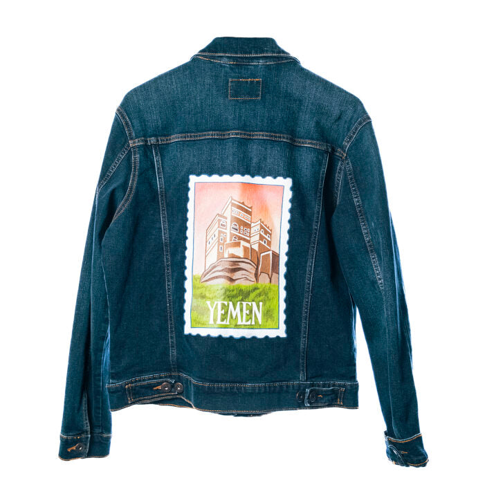 Custom Vintage Stamp Hand Painted Denim Jacket