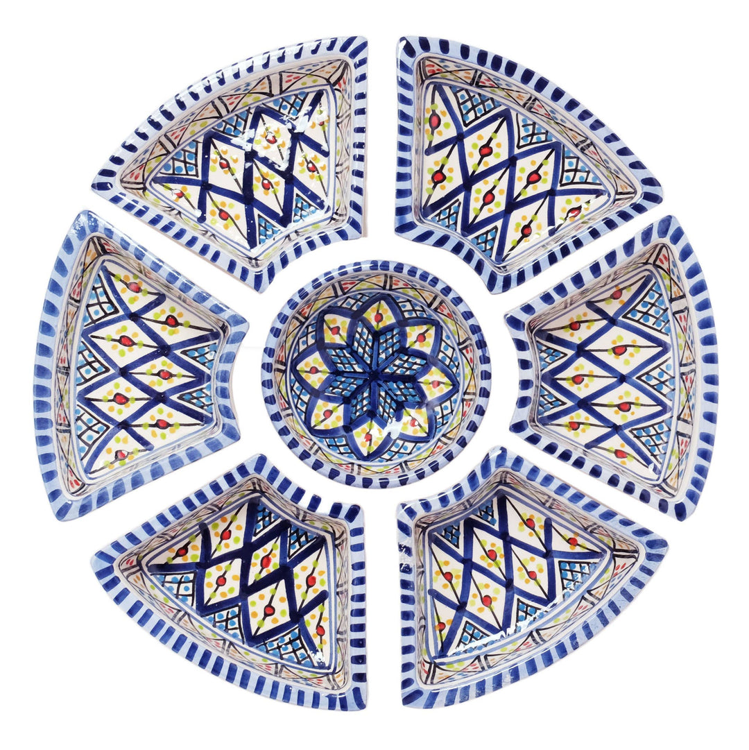 Dark Blue Rosette Tapas Ceramic Serving Pieces
