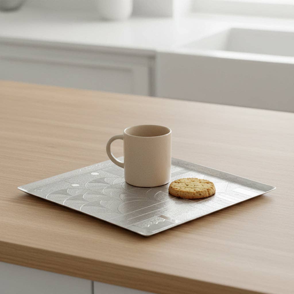 Metal Serving Tray - Square Art Deco