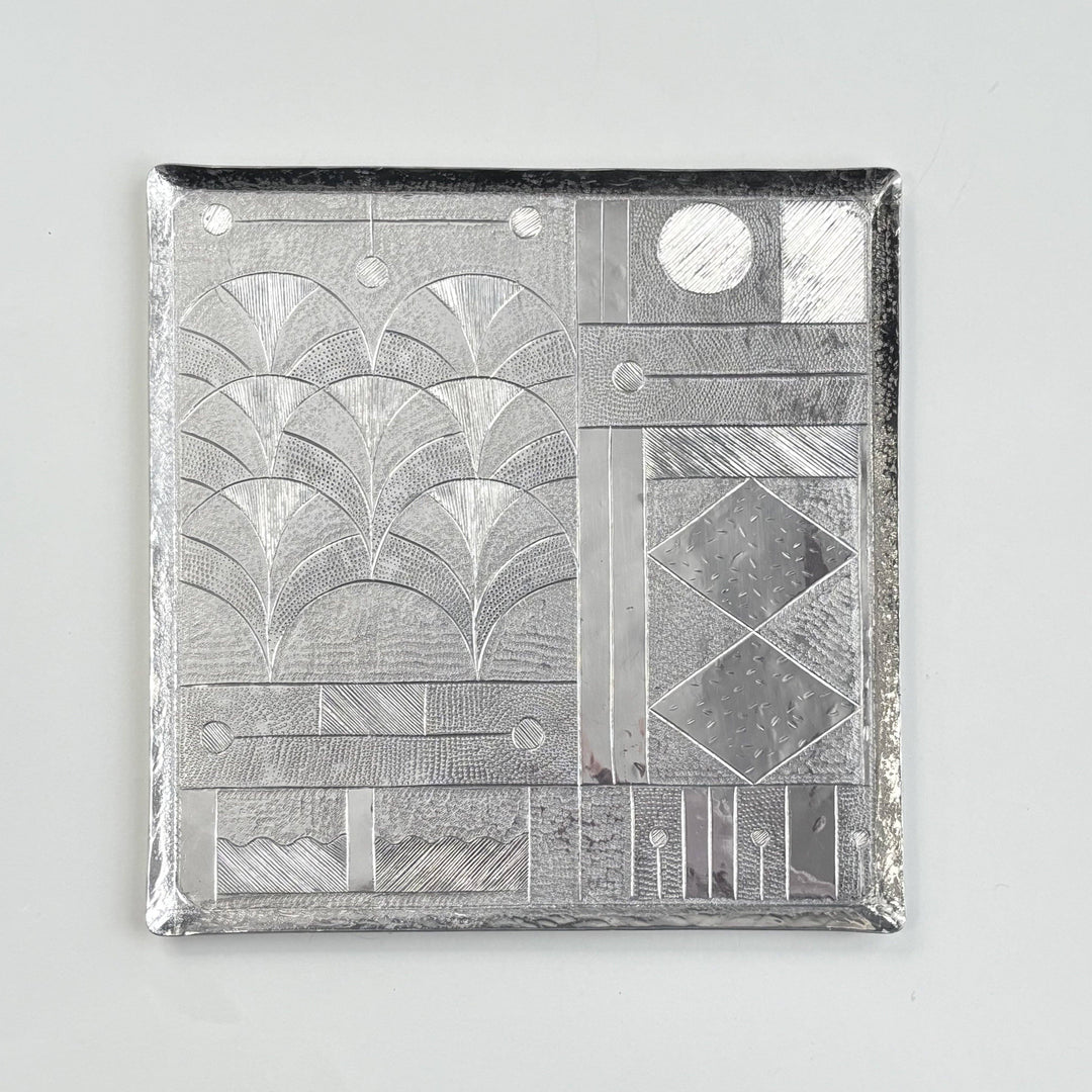 Metal Serving Tray - Square Art Deco
