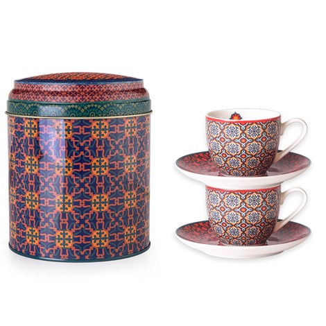 Tin box with 2 tea cups and saucer - Vagabonde