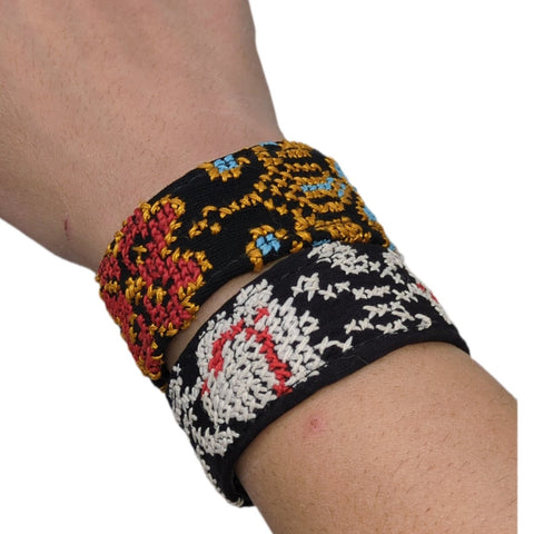 Tatreez bracelet with double snap closure