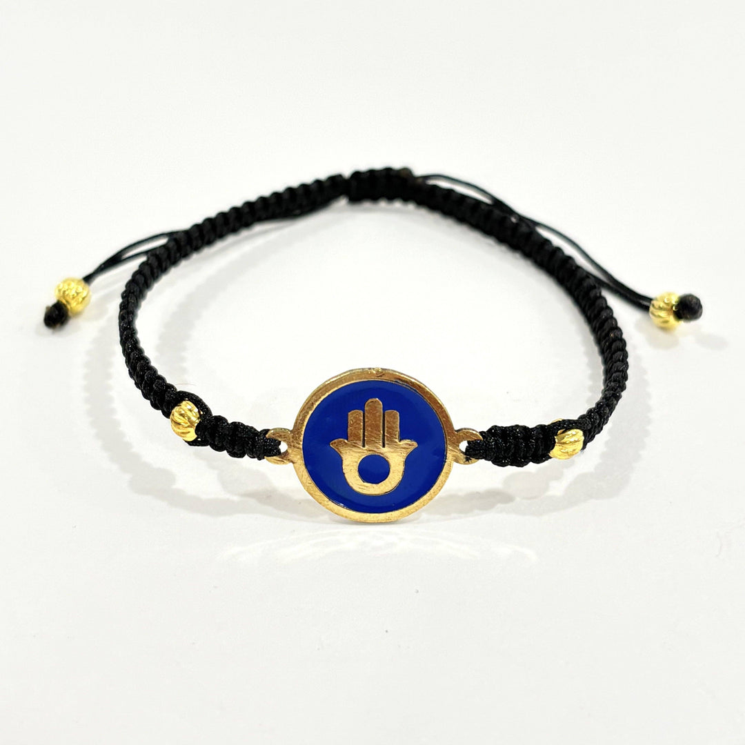 Handmade Bracelet with Brass Medallion - Hamsa