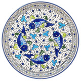 Blue Fish Hand Painted Ceramic Tapas Chip & Dip Server