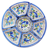 Blue Fish Hand Painted Ceramic Tapas Chip & Dip Server