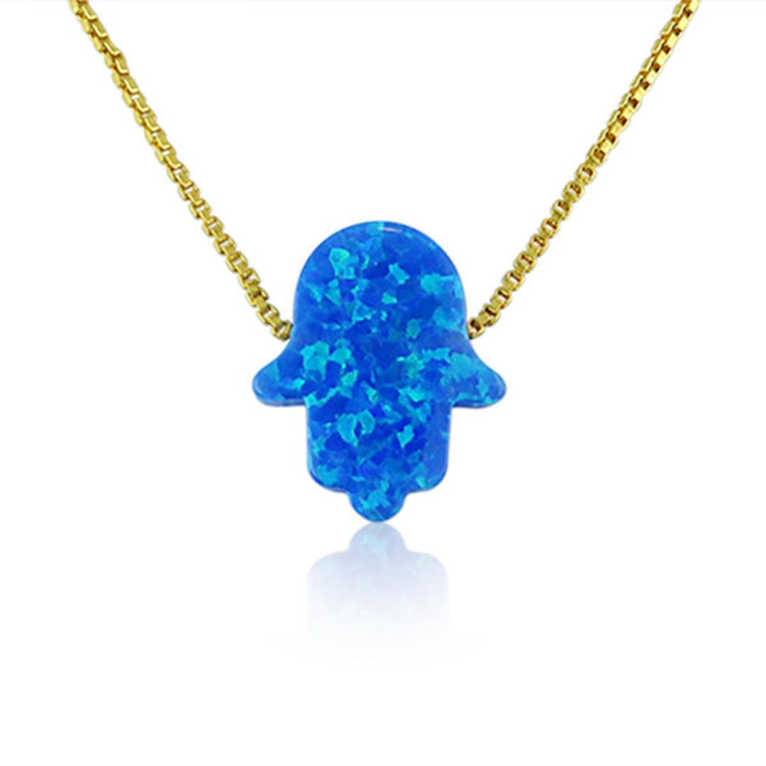 Mena Jewelry Co - Simple blue hamsa necklace