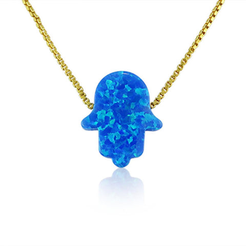 Mena Jewelry Co - Simple blue hamsa necklace