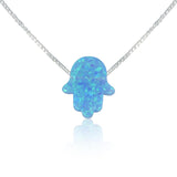 Mena Jewelry Co - Simple blue hamsa necklace