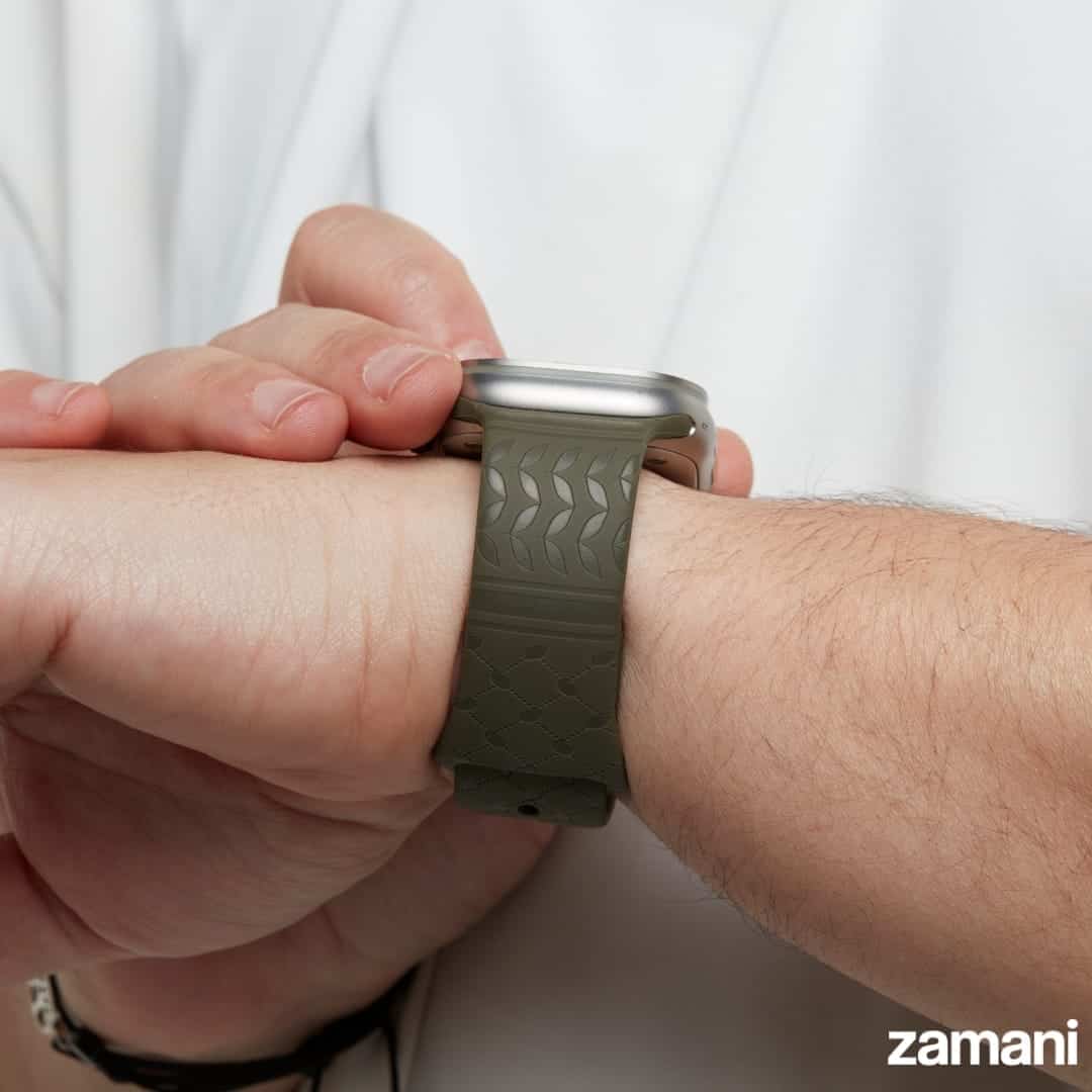 Engraved Olive Green Keffiyeh Watch Band