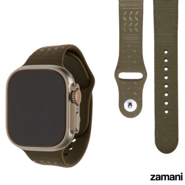 Engraved Olive Green Keffiyeh Watch Band