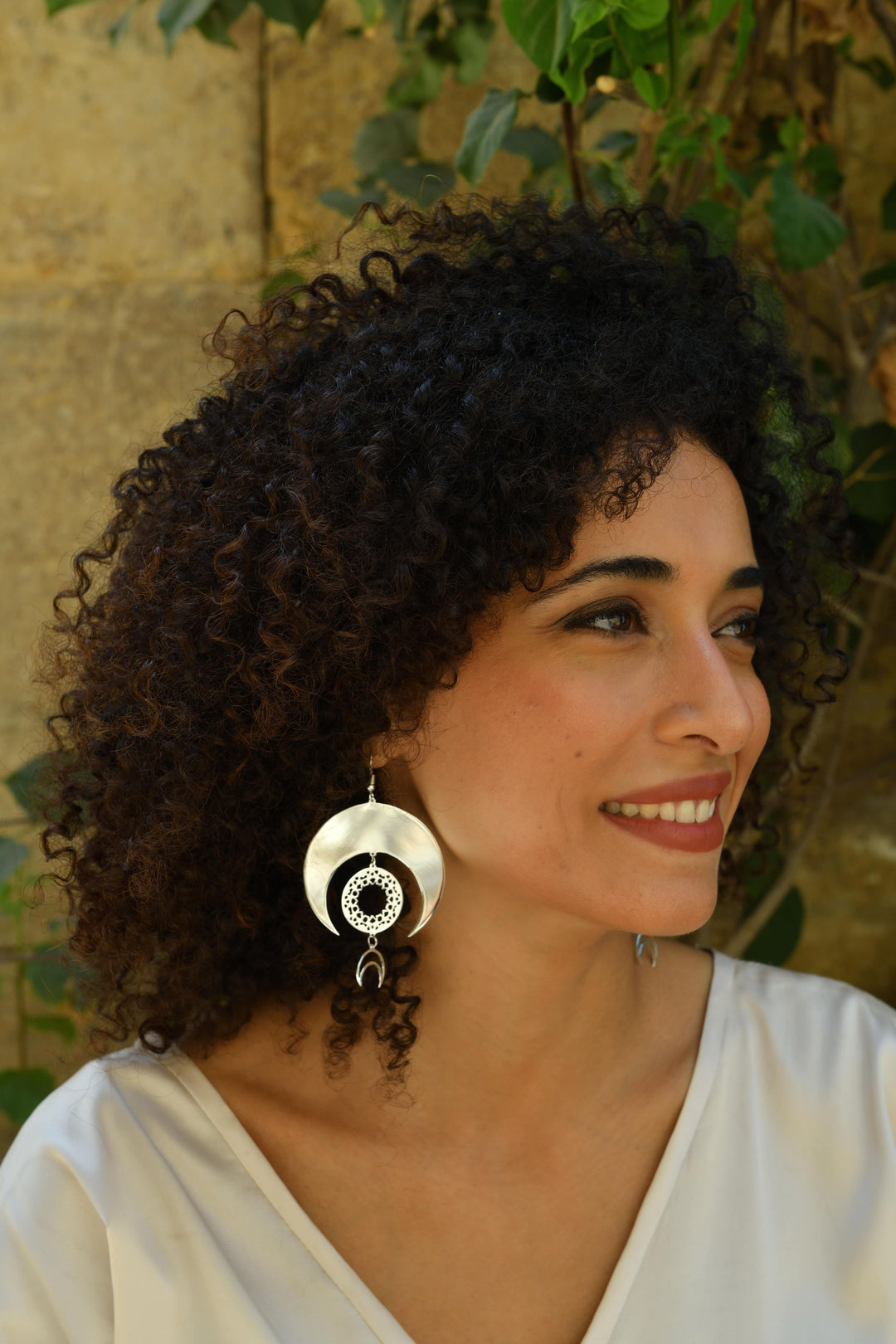 Oriental crescent earrings