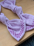 Cross-Stitch Linen Bows (set of 2)