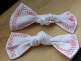 Cross-Stitch Linen Bows (set of 2)